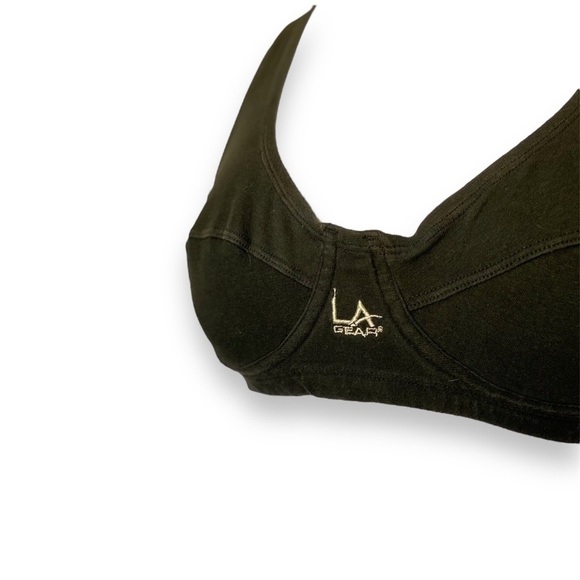 Vintage LA Gear Women's Black Sports Bra Size 42C Wireless Wide Straps - Picture 3 of 8